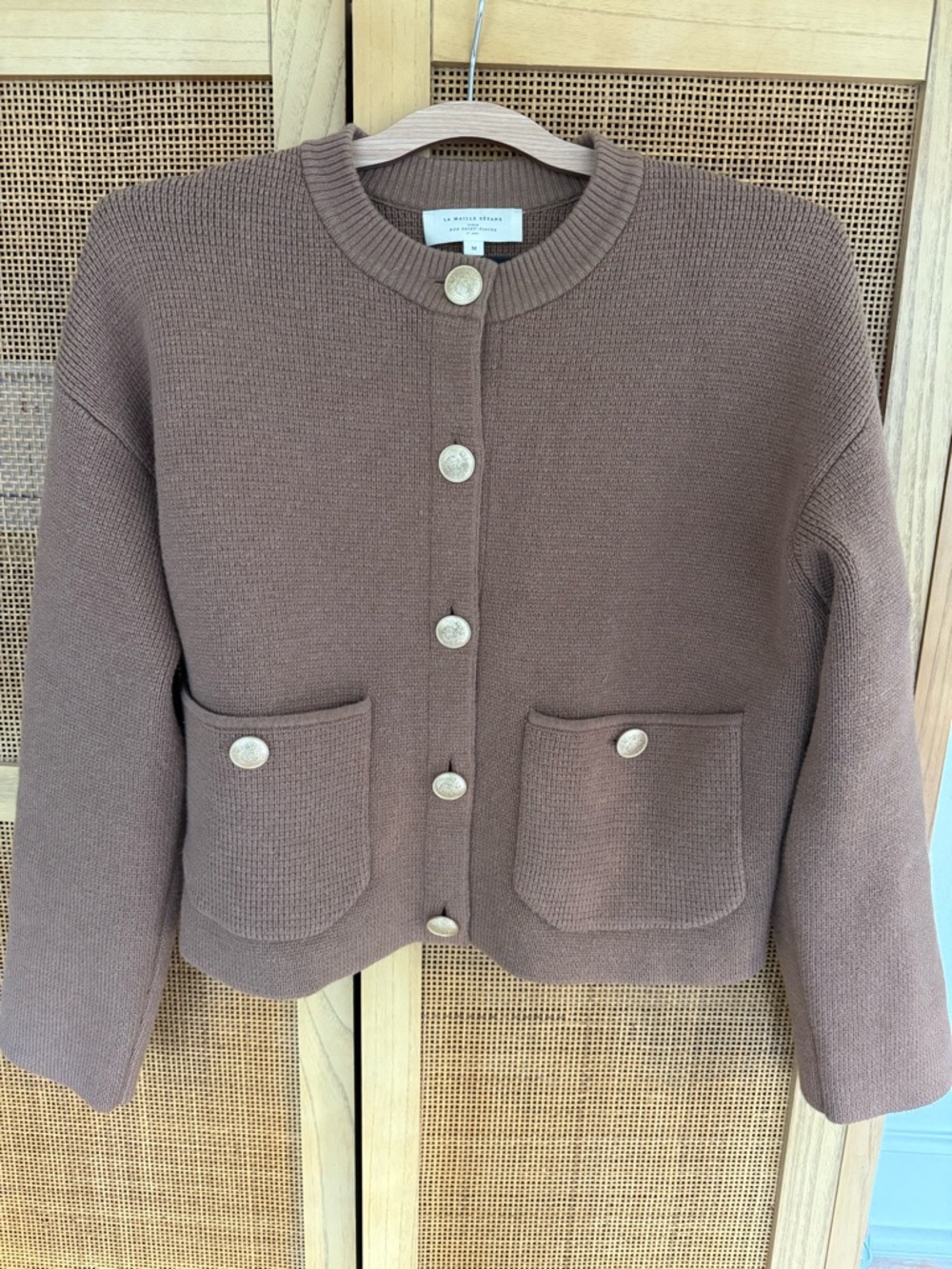 Sezane Valerio Wool Cotton Blend Cardigan in Camel Size Medium EUC - Picture 6 of 16